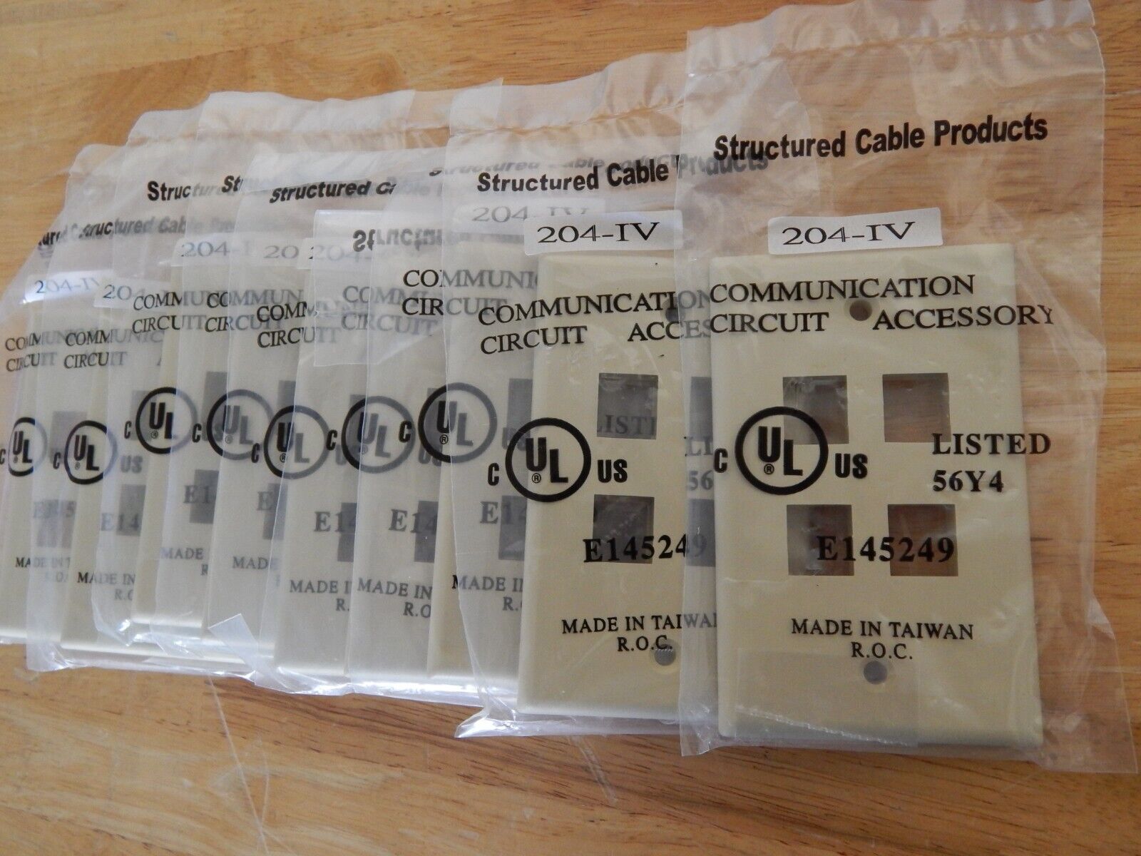 Communication Circuit Accessory Plate, E145249, 204-IV, Lot of 9, NEW Communication Circuit Accessory Plate, E145249, 204-IV, Lot of 9, NEW